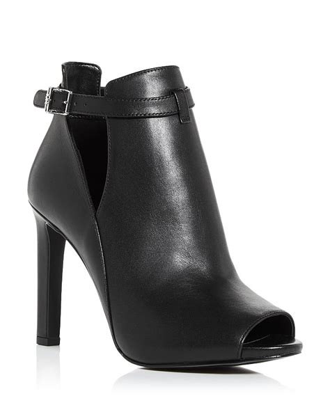 michael kors black heel pump open toe|Michael Kors peep toe bootie.